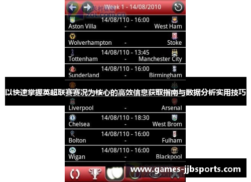 以快速掌握英超联赛赛况为核心的高效信息获取指南与数据分析实用技巧